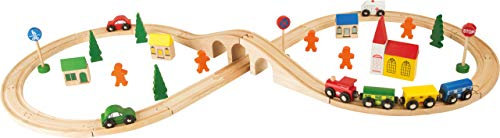 Small Foot Company- Trenino Acht in Legno, 51 Pezzi con numerosi Accessori, Il Set Perfetto per Principianti, 1090