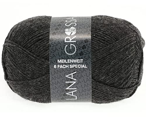 LANA GROSSA Meilenweit 6-fach 150 | 6-fädiger Sockenklassiker, waschmaschinenfest | Handstrickgarn 80% Schurwolle & 20% Polyamid | 150g Wolle zum Stricken & Häkeln | 390m Garn FB8853
