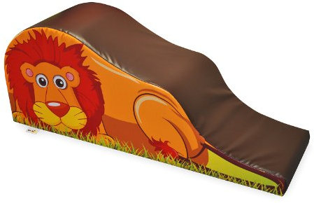 Implay® Soft Play Children's Lion Ride 'n' Slide Activity Toy - 610gsm PVC/High Density Foam - Brown & Orange - 140cm x 41cm x 60cm