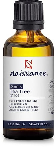 Naissance Organic Tea Tree Essential Oil (No. 109) 50ml - Pure, Natural, Certified Organic, Cruelty Free, Vegan & Undiluted - for Aromatherapy & Diffusers