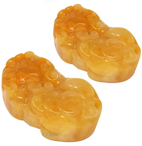 2 Fengshui Jade Pi Yao Pixiu Anhänger Schutz für Mxsabrina W, Rot, Inkl. Armband M1147, SKU: