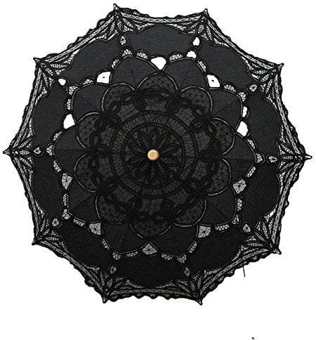 AEAOA Handgefertigter Sonnenschirm aus schwarzer Spitze, für Hochzeit, Braut, 76,2 cm, Erwachsenengröße