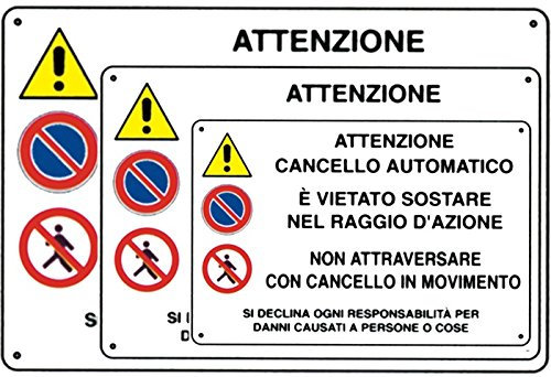 IRPot - 3X CARTELLI  ATTENZIONE CANCELLO AUTOMATICO  SEGNALAZIONE PERICOLO