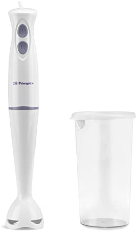 Orbegozo BT 1050 - Batidora de mano, 2 Velocidades, Hoja Acero Inox, Apta Lavavajillas, Vaso 600 ml, 200 W