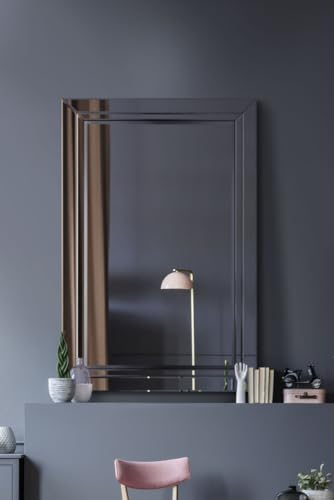 MirrorOutlet Espejo de Pared Grande y Moderno de Cristal Veneciano de Doble Filo, Plateado, 80 x 120 cm, Silver