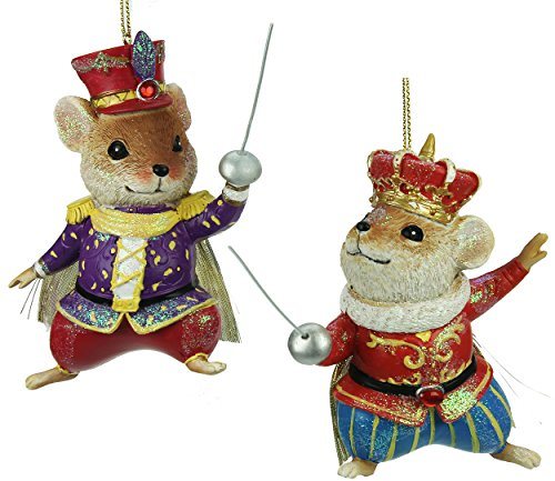 Set of 2 Nutcracker Mice Christmas Decorations (10cm)