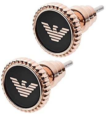 Emporio Armani Damen Ohrringe aus Edelstahl oder Halbedelsteinen mit Push-Back-Verschluss, Schwarz