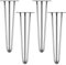 Melko 4 Stück Hairpin Legs Haarnadel Tischbeine aus 12 mm Stahl Tischfuß inkl. Bodenschoner, Höhe 40 cm, Stahl, 3 Streben
