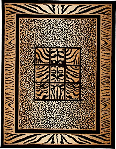 Carpeto Teppich Wohnzimmer 120x170cm Braun Leopard 90er-Retro Weich Elegant | Teppich für Schlafzimmer Esszimmer Büro Pflegeleicht Tierfreundlich Allergikerfreundlich Fußbodenheizungsgeeignet Kurzflor