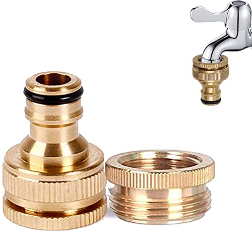 Wasserhahnanschluss für Gartenschlauch Messing 1/2 Zoll auf 3/4 Zoll Außengewinde, Schnellhahn-Anschluss, Messingschlauch-Armaturen, Wasserschlauch-Wasserhahn-Adapter