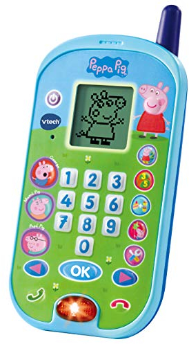 VTech - El teléfono de Peppa Pig, Móvil electrónico Interactivo, simula una conversación telefónica, Juguete para niños +3 años, Versión ESP