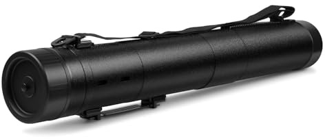 Flexzion Poster, Art, Document Tube with Strap, Expandable Waterproof Plastic Container, Telescoping Cylindrical Storage Case, Portable Paper Holder for Draft Sketch Blueprint, 3.5 I.D. x 30-54 Inches
