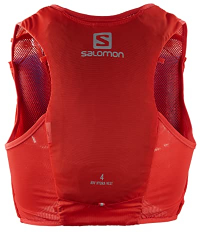 Salomon ADV Hydra 4 Chaleco de Hidratación Unisex, con Botella Blanda (2 x 500ml), Trail Running, Trekking y Senderismo, Rojo Fuego, Small