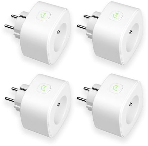 Meross WLAN Alexa Steckdose, Stromzähler für Steckdose mit Energieüberwachung, Smart Steckdose mit Zeitschaltuhr kompatibel mit Alexa und Google Home, Sprach- und Fernbedienung, 16A 3840W, 4 Stück