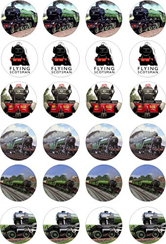 cdb 24 Flying Scotsman Steam Train edible kids childrens party decorations Cupcake Cake Toppers Wafer Rice Paper precut