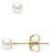 PEARLS & COLORS® - Boucles d'Oreilles Véritables Perles de Culture d'Eau Douce Boutons - Blanc Naturel - Qualité AAA+ - Or Jaune - Système Poussette Haute Qualité - Bijou Femme