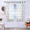 MRTREES Voile Gardinen Vorhang halbtransparent kurz Gardine Blumen Vorhänge Muster mit Ösen in Leinenoptik Grau 145×140 (H×B) Schlaufenschal 2er Set für Wohnzimmer Schlafzimmer Kinderzimmer
