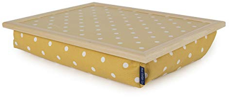 Blue Badge Co Canary Yellow Spotty Lap Tray with Bean Bag Cushion, Padded Lap Tray for Dinner with TV or Breakfast in Bed, Laptop Holder, Moulds to Your Lap, 700 g