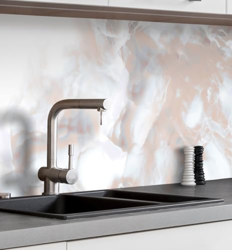 MyMaxxi Küchenrückwand selbstklebend - Matte, versteifte Spritzschutz Folie als günstige Alternative zu Glas, einfache Montage & leichte Reinigung - 60 cm hoch - Motiv: Marmor Bronze 400 x 60 cm