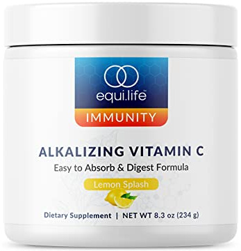 Equilife Alkalizing Vitamin C, 2500 mg per Serving, Immunity Support Supplement with Magnesium, Calcium, & Potassium, Easy Absorption Powder Formula, Gluten Free, Non GMO, Lemon Splash Flavor, 8.3 Oz