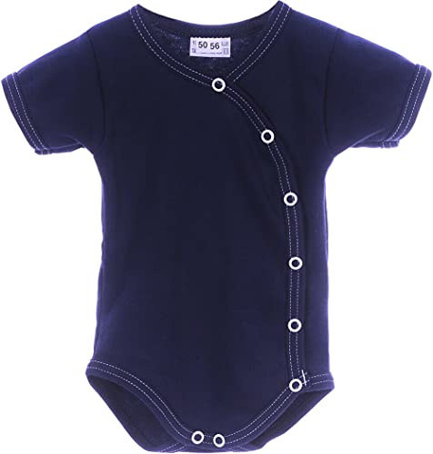 La Bortini Wickelbody Body Baby Kurzarmbody 44 50 56 62 68 74 80 86 92 98 für Neugeborene blau (86)