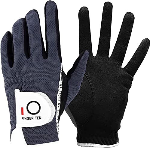 LOVMEAD Golfhandschuhe Herren für Linke Hand 1 Stück, Allwetter Mikrofaser Rain Grip Golf Handschuh Rechtshänder Grau Weicher Komfort Passform Größe ML (Grau- Linke Hand, ML)