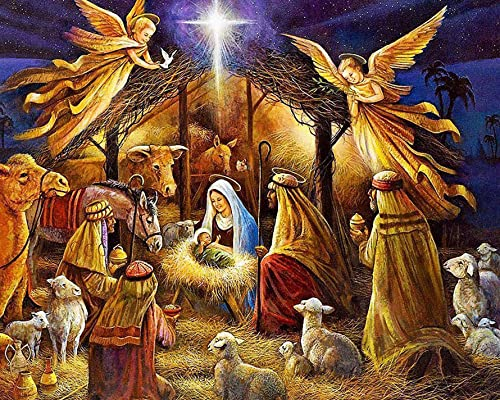 Tamseen 5D Diamant Malerei Bild Jesus Religion, DIY Diamond Painting Erwachsene Bilder Engel, Full Strass Diamant Kunst Kinder Kreuzstich Sets Für Stickerei Wanddekoration 30X40cm