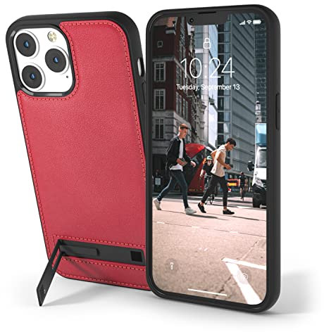 Snakehive Metro Leather Case for Apple iPhone 13 Pro Max || Real Leather Phone Case with Stand || Genuine Leather & MagSafe Compatible Leather Cover with Kickstand (Red)