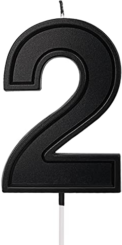 LUTER 3.94 Inches Oversized Black Number Birthday Cake Candles, Number 2