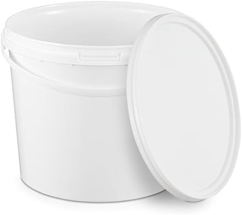 BenBow Eimer mit Deckel 5l weiß 20x 5l - lebensmittelecht, stabil, luftdicht, auslaufsicher, geruchsneutral - Plastikeimer mit Henkel - leer