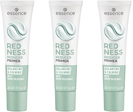 essence REDNESS REDUCER PRIMER, Grün, pflegend, porenverfeinernd, beruhigend, grundierend, vegan, ohne Parabene, ohne Mikroplastikpartikel, Nanopartikel frei, 3er Pack (3x30ml)