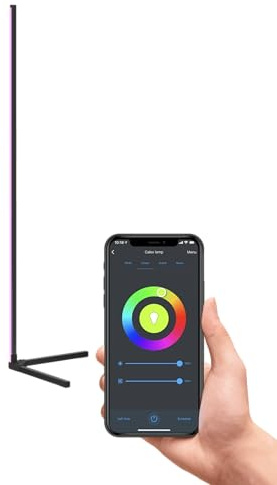CALEX Smart LED Stehlampe, 140 cm, RGB-Farben & kalt- bis warmweiß Licht, dimmbar, WLAN App- & Sprachsteuerung, Ecklampe für Wohnzimmer, Schwarz
