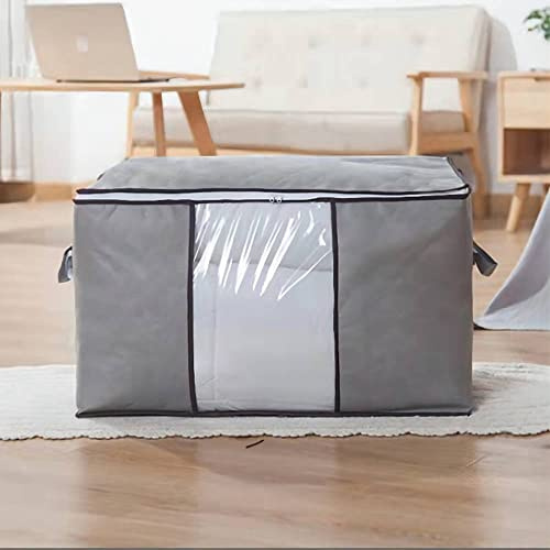 AURMOO 3 Aufbewahrungstasche, 85L Faltbar Kleideraufbewahrung, Organisator Lagerbehälter, Transporttasche, Kleidung Unterbett Kleiderschrank, Aufbewahrungsboxen mit Reißverschluss und Griff(Grau)