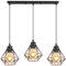 PETITES ECREVISSES Kronleuchter Hängeleuchte Industrielles Design 3 Lampen Diamant Hanf Seil Metall LED Deckenleuchte Lampenschirm Retro Design E27 für Küche Wohnzimmer Schlafzimmer (Ø 16 cm mit einer