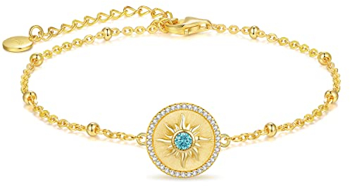 CDE Armband Damen 925 Sterling Silber Armbänder Sonne Anhänger Geschenke für Frauen Sie Freundin Ehefrau Valentinstag Weihnachten Muttertag Jahrestag Geburtstag