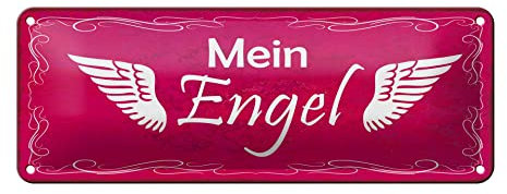 FEMER Blechschild Spruch 27x10cm Mein Engel Flügel Dekoration