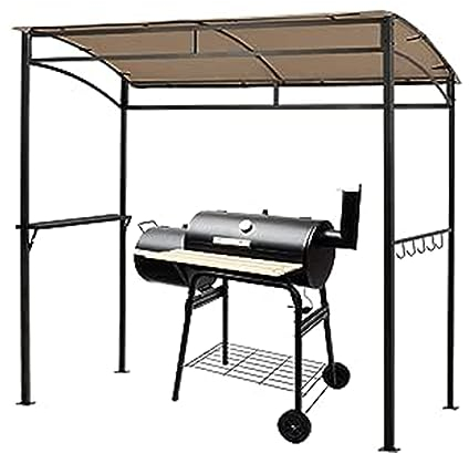 GOPLUS Grillpavillon, Grill Pavillon mit Dach, Seitenablage & Haken, Grillüberdachung Grillunterstand wetterfest für Outdoor Garten Hof Terrasse Pool