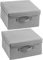 Augfox Set of 2 Collapsible Storage Box - Clothes Storage Boxes, Fabric Storage Box with Lid for Clothes, Books, Toys and Photo Storage (Dark Grey, 36x32x16cm)