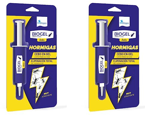 Bioplagen Pack 2 Biogel Ants, Cebo insecticida en Gel para Uso contra Hormigas, Formulado con atrayentes específicos, Muy persistente, Total eliminación del Hormiguero, Formato 5 gr