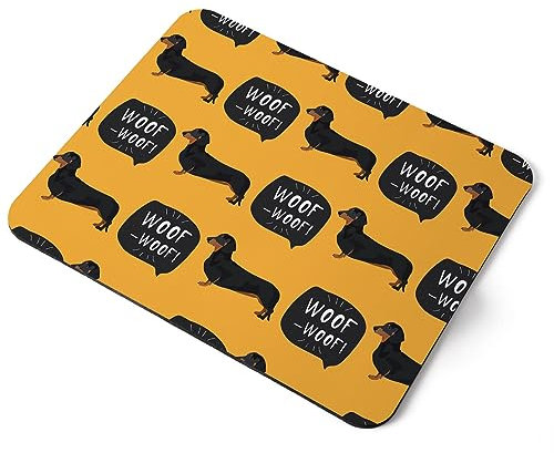 Woof Sausage Dogs Dacshund Dog Pattern Flexible Rectangle 5mm Rubber Mouse Mat Pad Office Home Novelty Printed Desk Accessory #170940