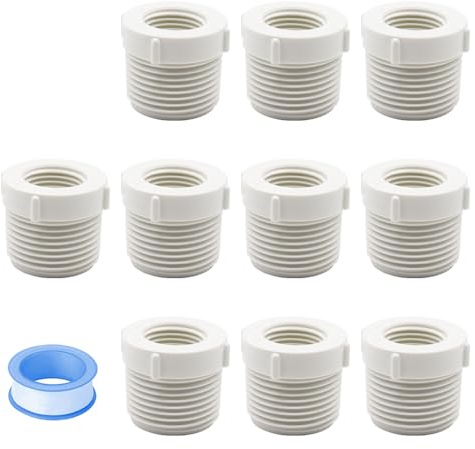 HayEastdor 10 STÜCKE 1 Zoll Außengewinde auf 1/2 Zoll Innengewinde PVC Rohrverschraubungen Reduzierstück Buchse Kupplung Rohr Adapter Steckverbinder HE034 (1x1/2)