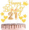 HONGCI Happy 21st Birthday Cake Topper & Birthday Candles Gold Number 21 Candles for Birthday Cake - 21st Birthday Candles Cake Cupcake Topper Birthday Cake Decorations for Boys Girls Birthday Gold