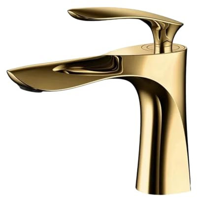 Mitigeur Lave Main Noir Doré - Robinet De Lavabo Monotrou Pour Eau Chaude Et Froide - Au-Dessus Du Comptoir Pour Armoire De Salle De Bain, Doré Court