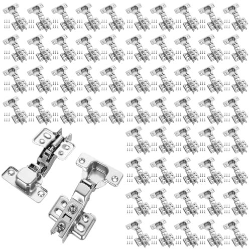 LDHHYH 30 Pack Half Overlay Soft Close Stainless Steel Cabinet Hinges with Screws for Kitchen Cupboards, Dining Room, Bedroom, Bathroom
