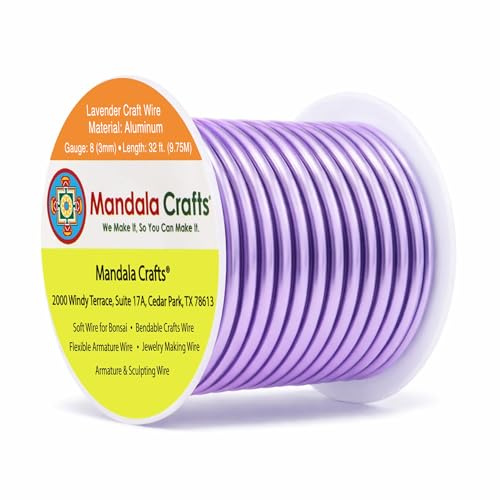 Mandala Crafts 8 Gauge Lavender Anodized Aluminum Craft Wire, 32 FT