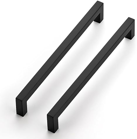Ravinte Tiradores de armario de 5 unidades, 224 mm, color negro, para armarios de cocina, tiradores cuadrados, para muebles, de acero inoxidable, para tiradores de cocina