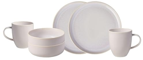 like. by Villeroy & Boch – Crafted Cotton Frühstücks-Set 6 teilig Weiß, Spülmaschinenfest, Mikrowellensicher, Geschirr Set, Geschirrset, Service mit Frühstückstellern, Pottery-Look, Premium Porzellan
