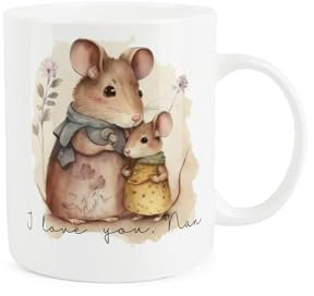 Purely Home I Love You Nan Mouse Mug - Cute Mothers Day Gifts - Tea/Coffee Hot Drinks White Bone China Mug