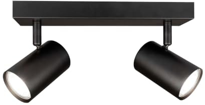 Ledvion LED Deckenstrahler Schwarz 2-Licht Rechteck GU10 3W Neutralweiss | Mit Leuchtmittel geliefert fuer Flur Wohnzimmer Kueche Schlafzimmer und trockene Innenraeume