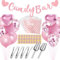69 Stück Candy Bar Candy Bar Zubehör Candybar Zubehör Set Candybar Tüten Eisschaufel Zuckerzange Candy Bar Girlande Sticker Luftballon für Candy Bar Hochzeit Geburtstage Party(Rosa)